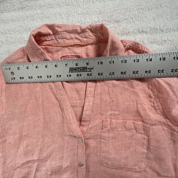Sigrid Olsen Womens Long Sleeve Button-Down Linen Shirt Top Medium Coral Casual - Picture 6 of 8